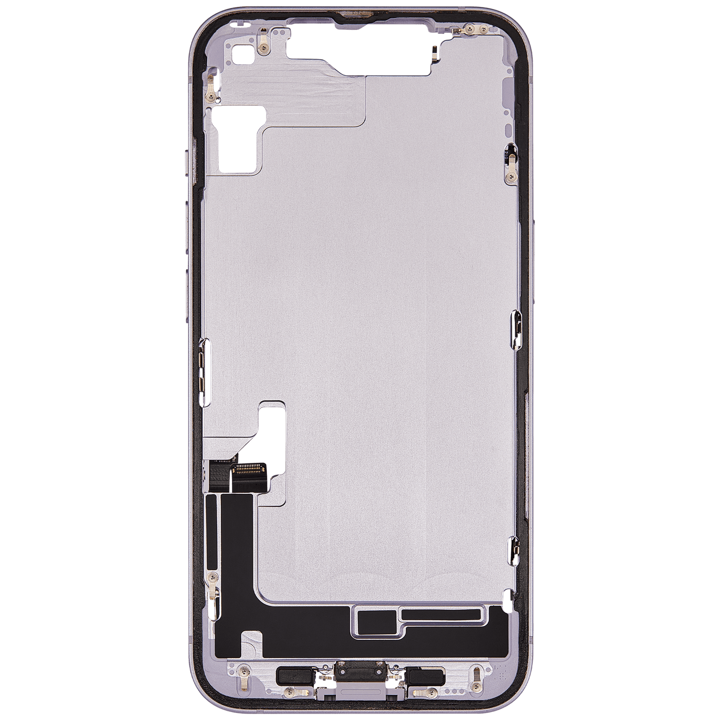 Mid-Frame Housing W/ Charging Port Flex & Small Parts For iPhone 14 (EU / Global Version) (Used OEM Pull: Grade B) (Purple)