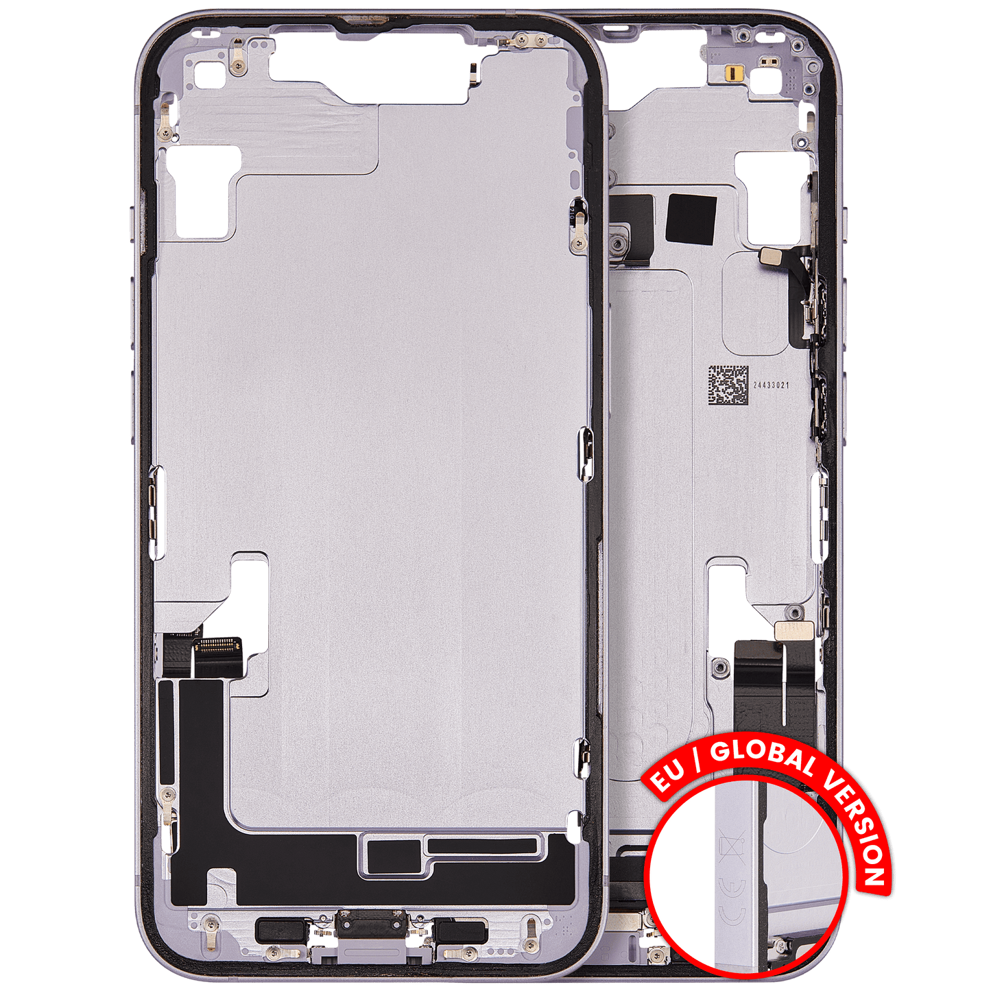 Mid-Frame Housing W/ Charging Port Flex & Small Parts For iPhone 14 (EU / Global Version) (Used OEM Pull: Grade B) (Purple)