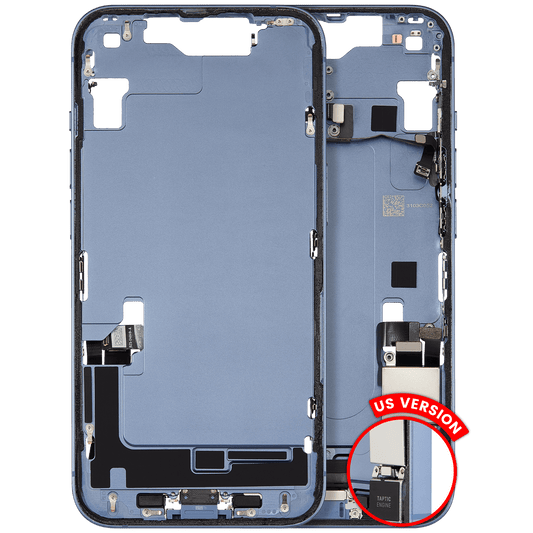 Mid-Frame Housing W/ Charging Port Flex & Small Parts For iPhone 14 (US Version) (Used OEM Pull: Grade A) (Blue)