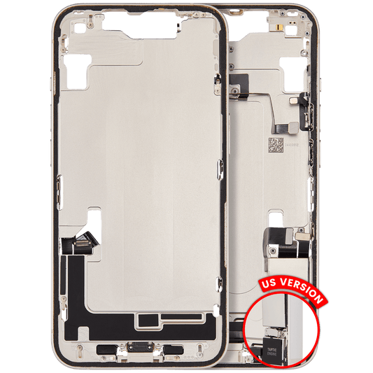 Mid-Frame Housing W/ Charging Port Flex & Small Parts For iPhone 14 (US Version) (Used OEM Pull: Grade A) (Starlight)