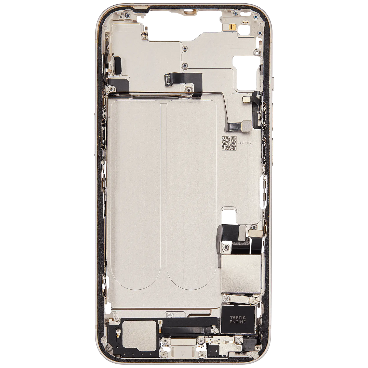 Mid-Frame Housing W/ Charging Port Flex & Small Parts For iPhone 14 (US Version) (Used OEM Pull: Grade A) (Starlight)