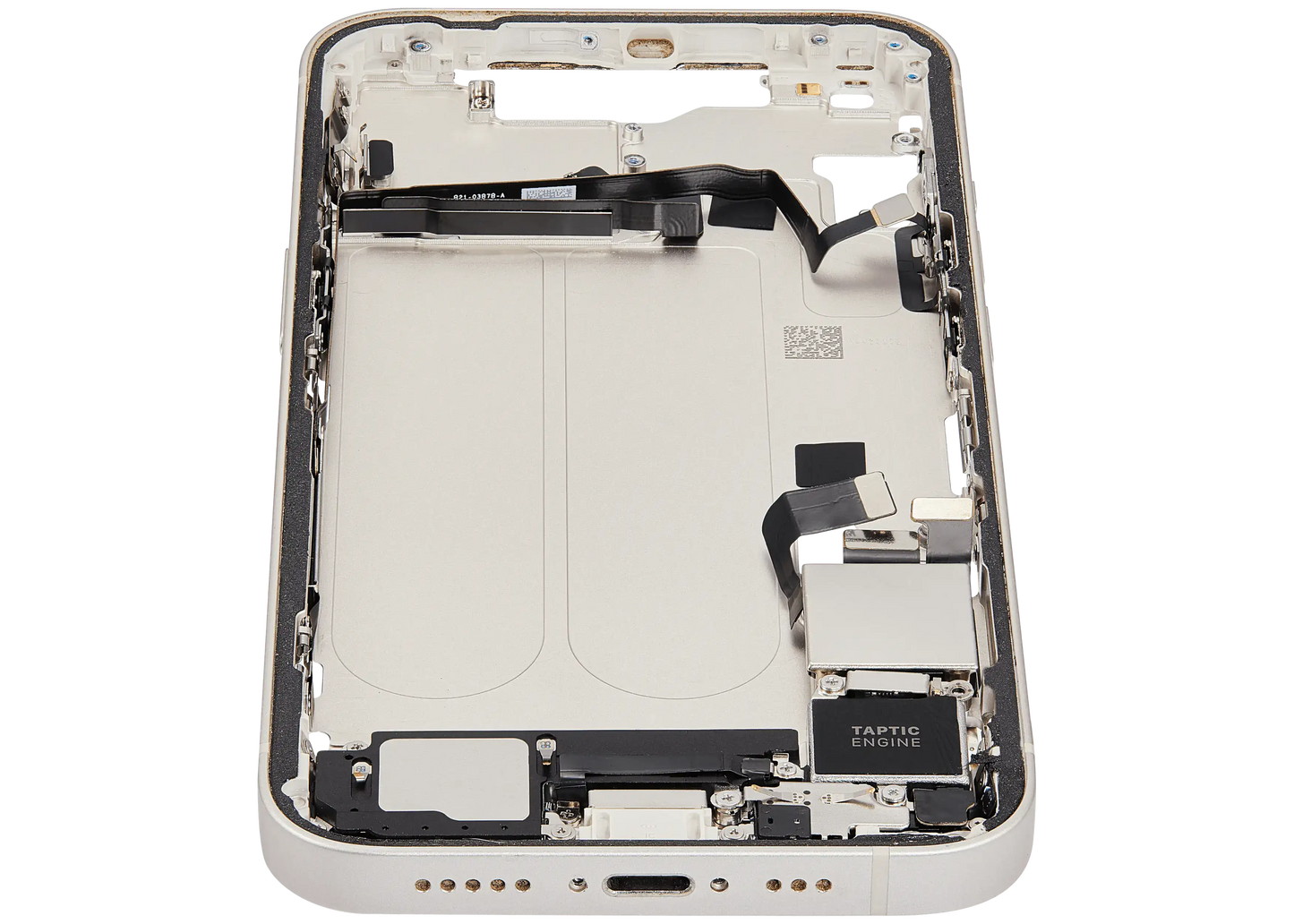 Mid-Frame Housing W/ Charging Port Flex & Small Parts For iPhone 14 (US Version) (Used OEM Pull: Grade A) (Starlight)