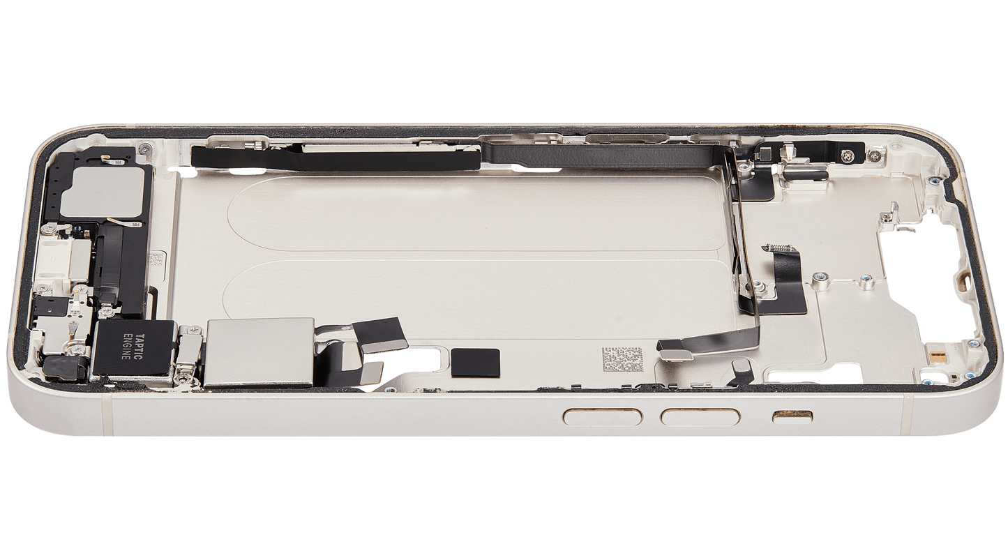 Mid-Frame Housing W/ Charging Port Flex & Small Parts For iPhone 14 (US Version) (Used OEM Pull: Grade A) (Starlight)