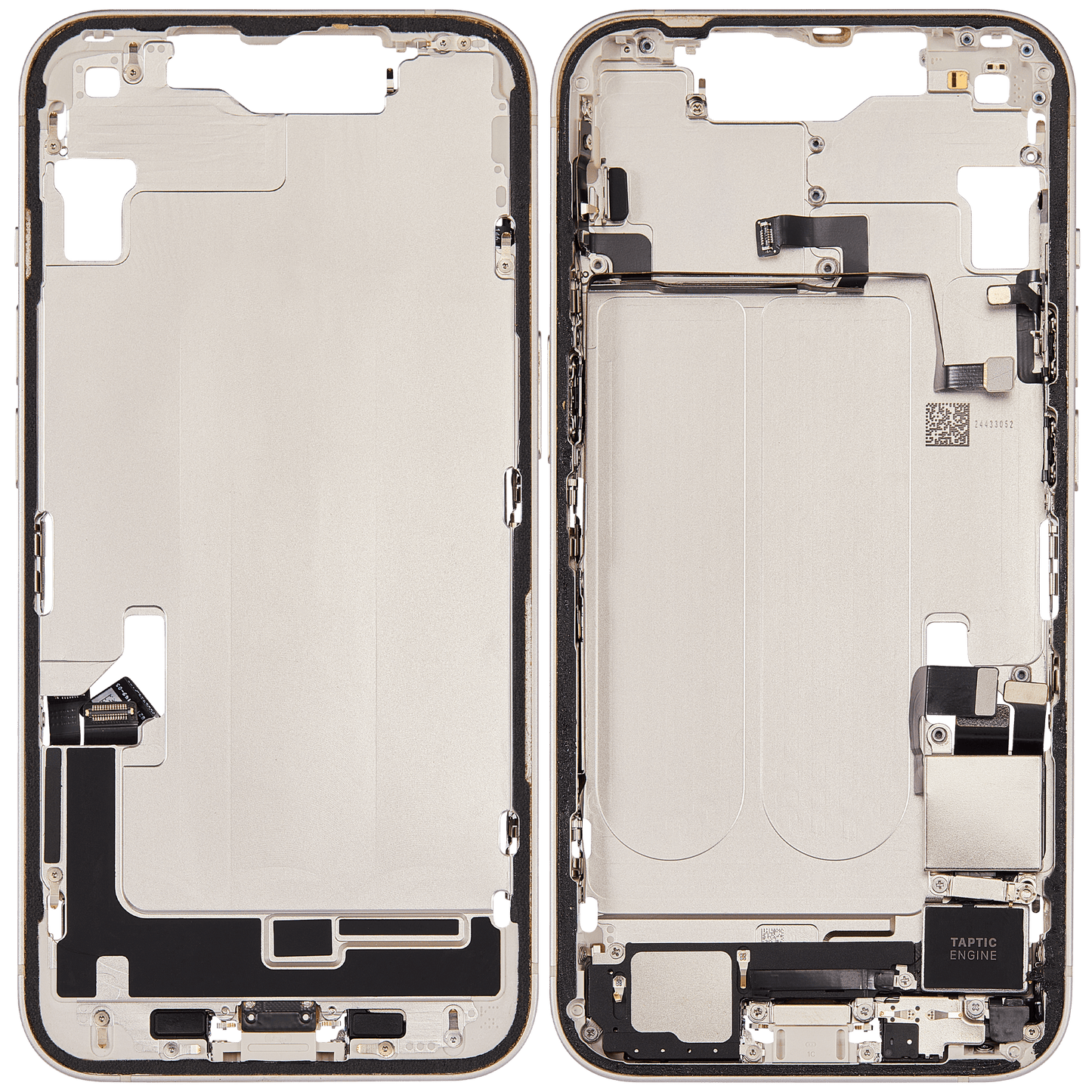 Mid-Frame Housing W/ Charging Port Flex & Small Parts For iPhone 14 (US Version) (Used OEM Pull: Grade B) (Starlight)