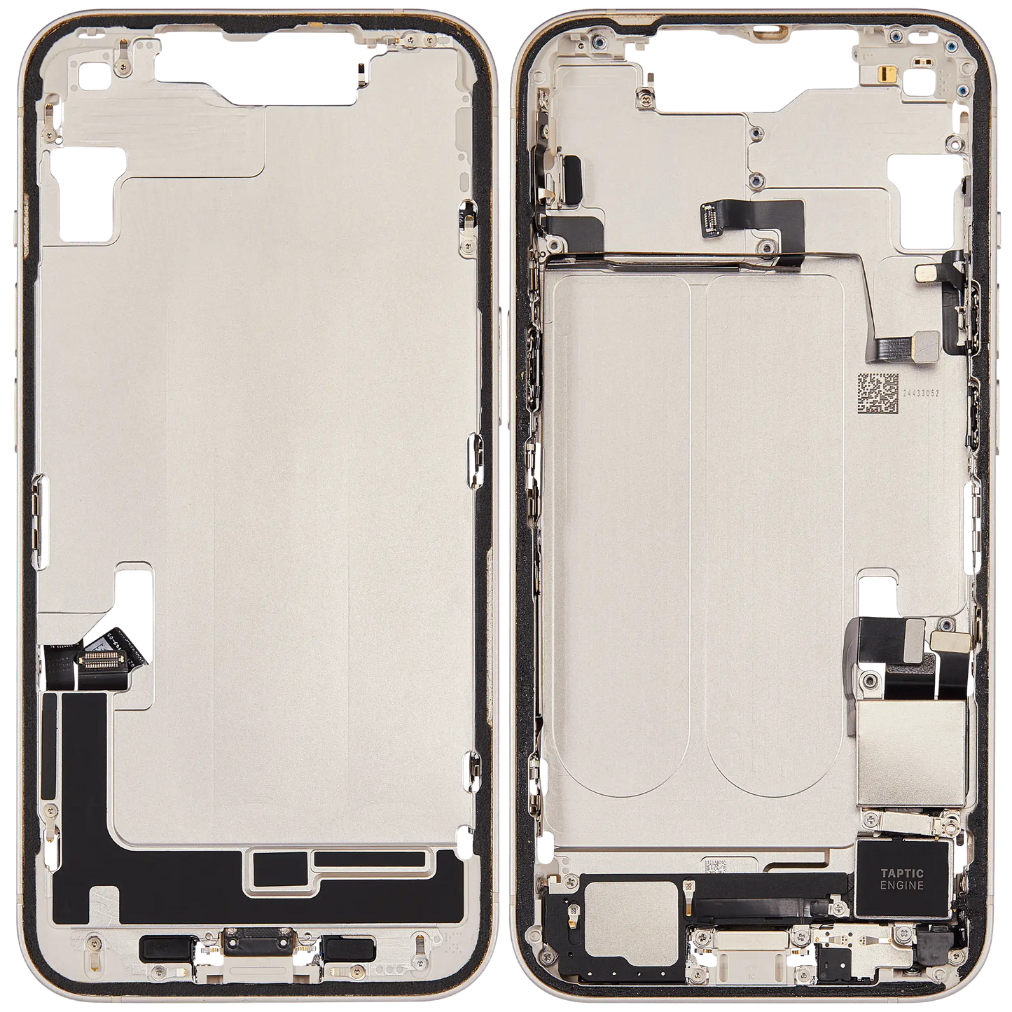 Mid-Frame Housing W/ Charging Port Flex & Small Parts For iPhone 14 (US Version) (Used OEM Pull: Grade C) (Starlight)