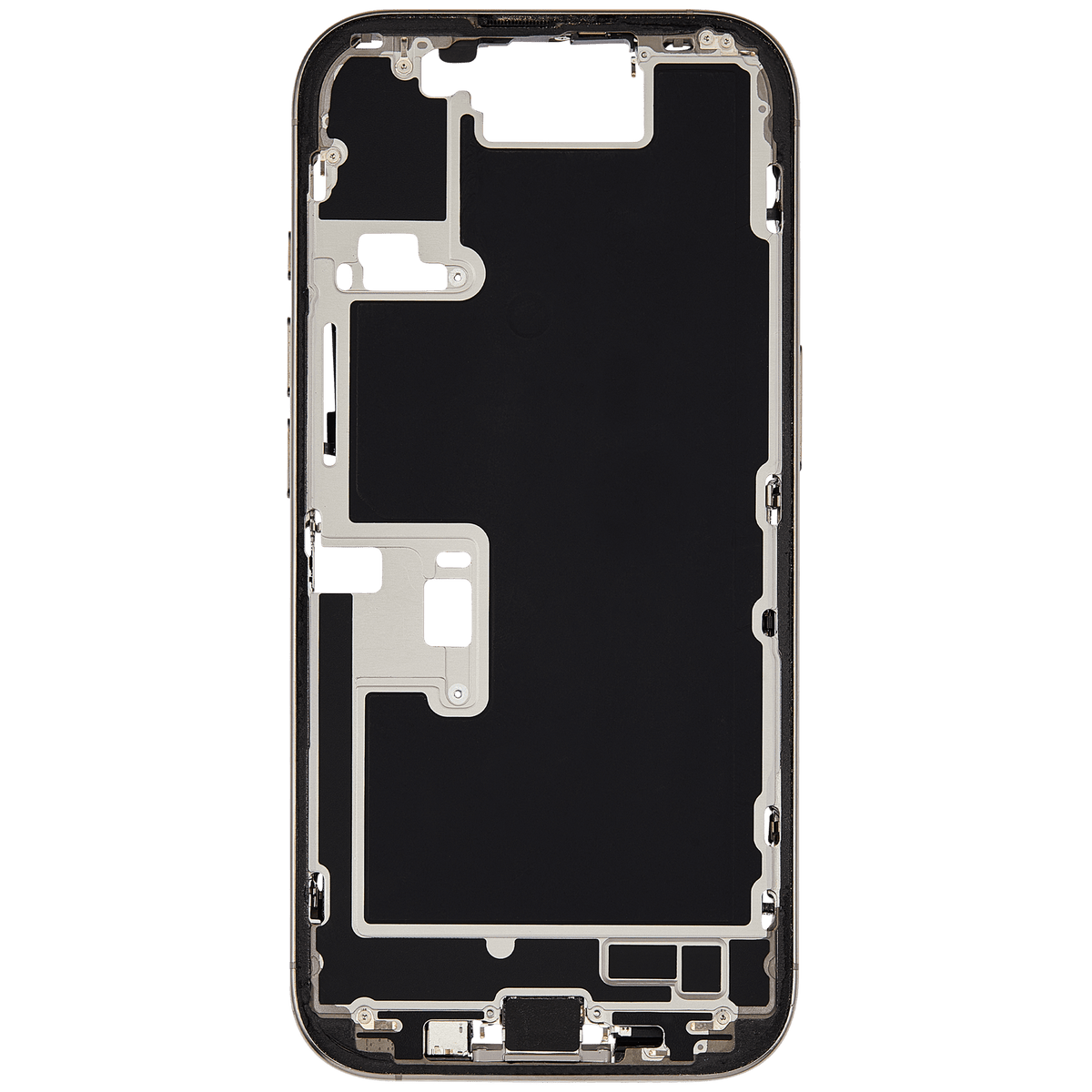 Mid-Frame Housing W/ Charging Port Flex & Small Parts For iPhone 16 Pro (US Version) (Used OEM Pull: Grade A) (Natural Titanium) — product photo 3