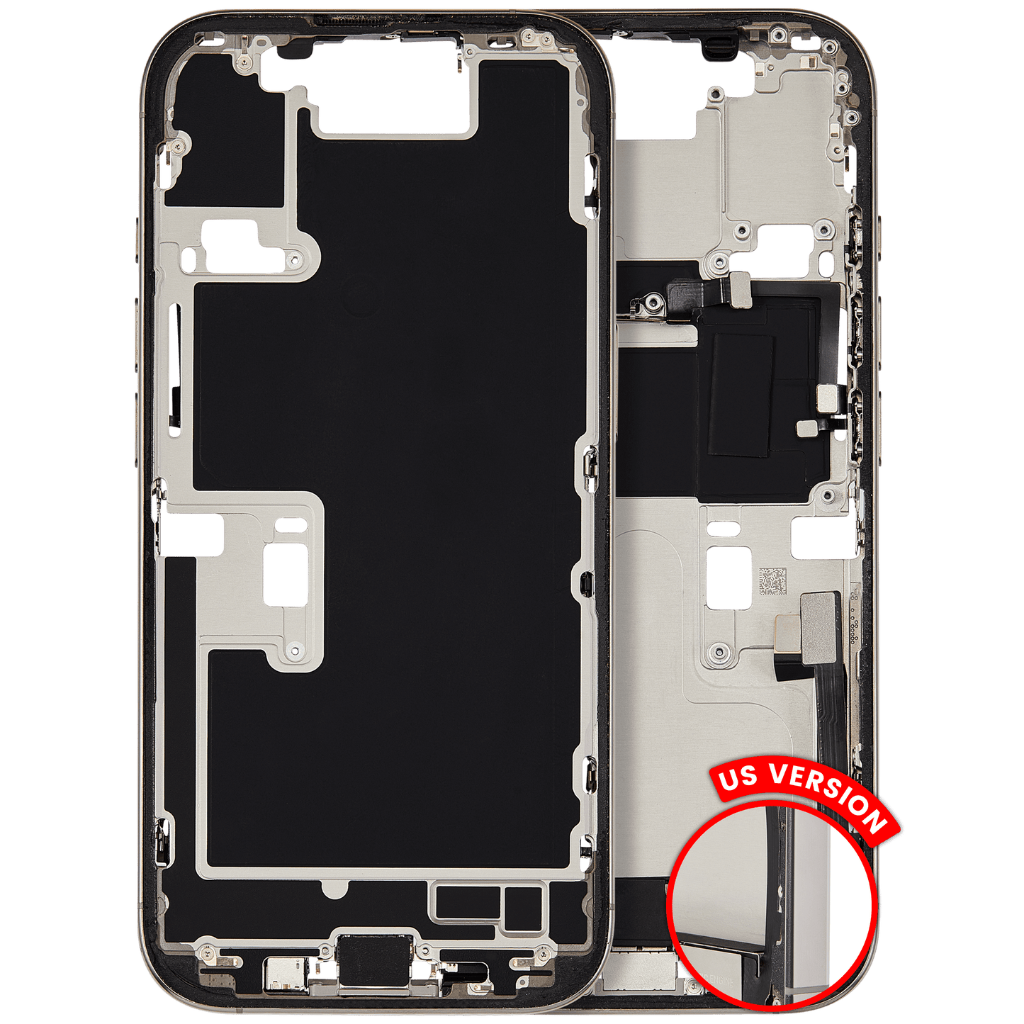 Mid-Frame Housing W/ Charging Port Flex & Small Parts For iPhone 16 Pro (US Version) (Used OEM Pull: Grade A) (Natural Titanium)
