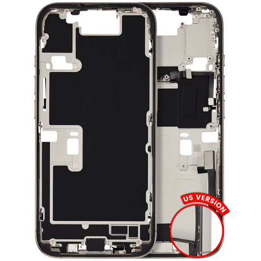 Mid-Frame Housing W/ Charging Port Flex & Small Parts For iPhone 16 Pro (US Version) (Used OEM Pull: Grade A) (Natural Titanium)