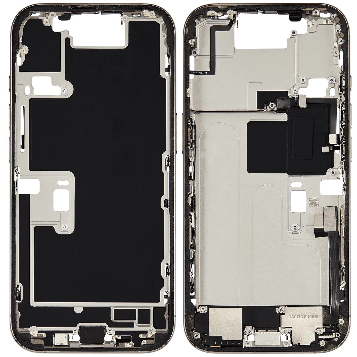Mid-Frame Housing W/ Charging Port Flex & Small Parts For iPhone 16 Pro (US Version) (Used OEM Pull: Grade A) (Natural Titanium) — product photo 2
