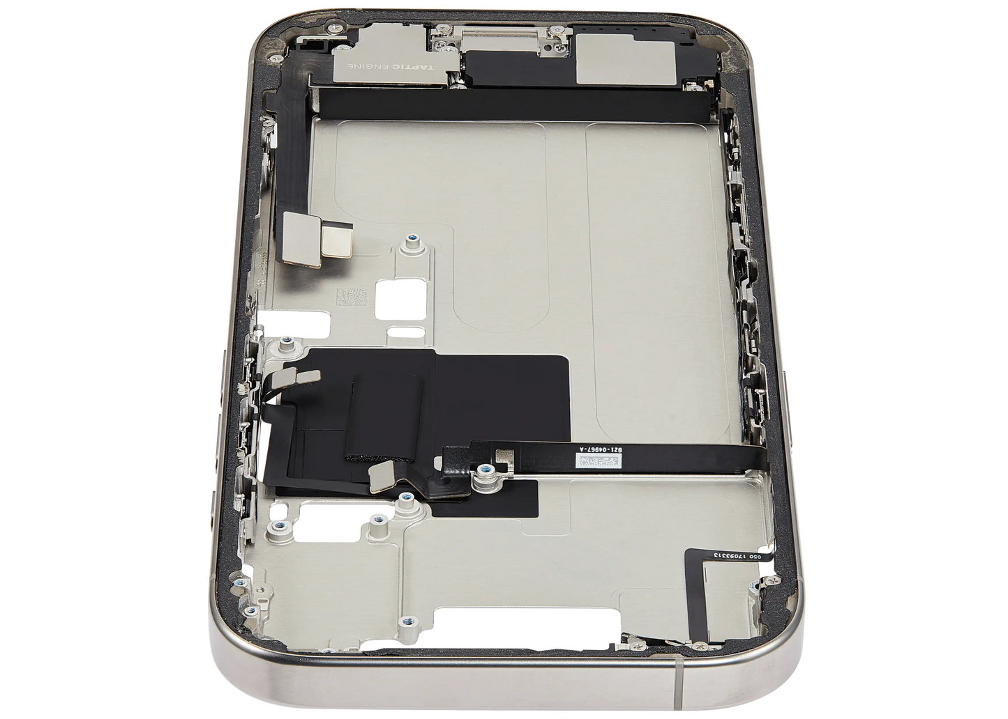 Mid-Frame Housing W/ Charging Port Flex & Small Parts For iPhone 16 Pro (US Version) (Used OEM Pull: Grade A) (Natural Titanium)