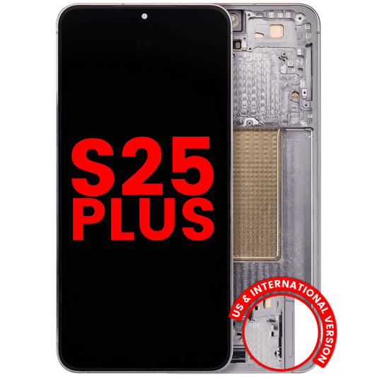 OLED Assembly With Frame For Samsung Galaxy S25 Plus 5G (US & International Version) (Aftermarket Plus) (Silver Shadow)