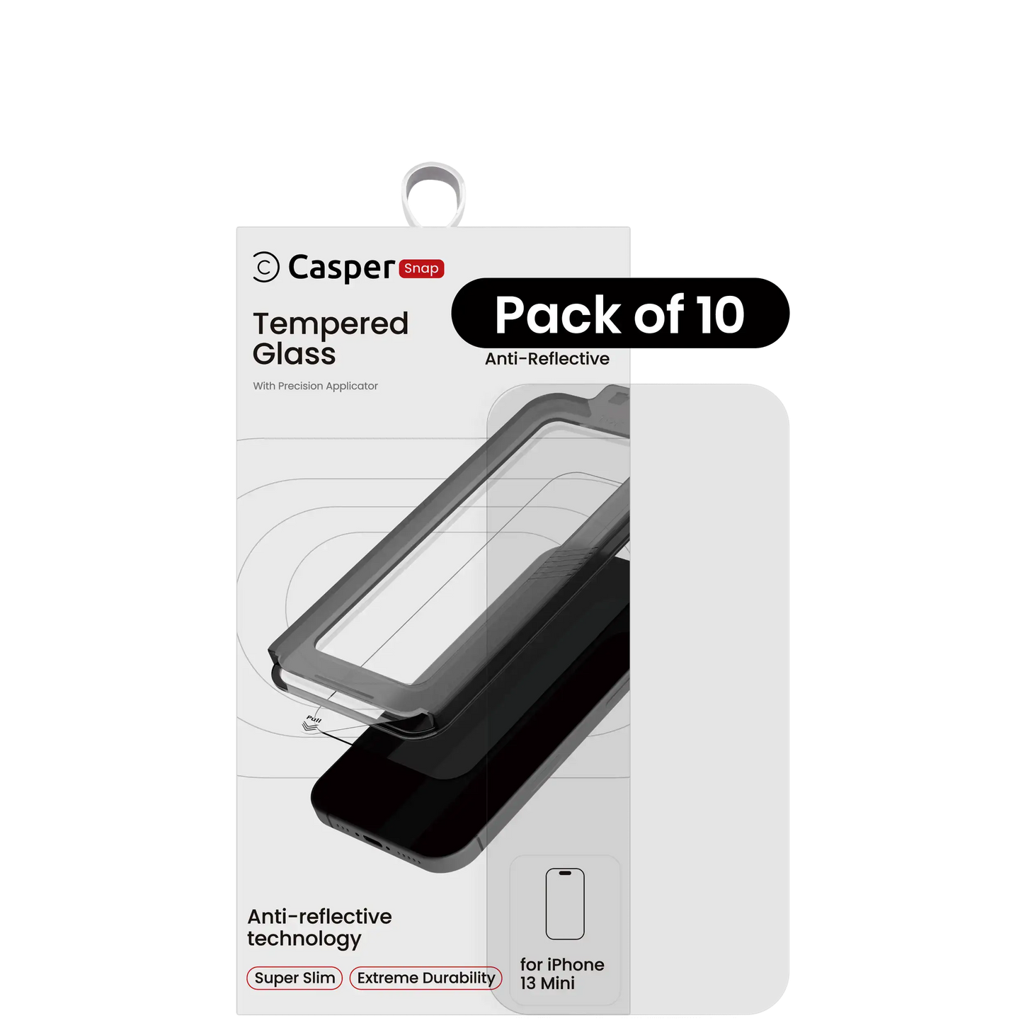 Casper Snap Tempered Glass For iPhone 13 Mini (10 Pack) (AR Clear)