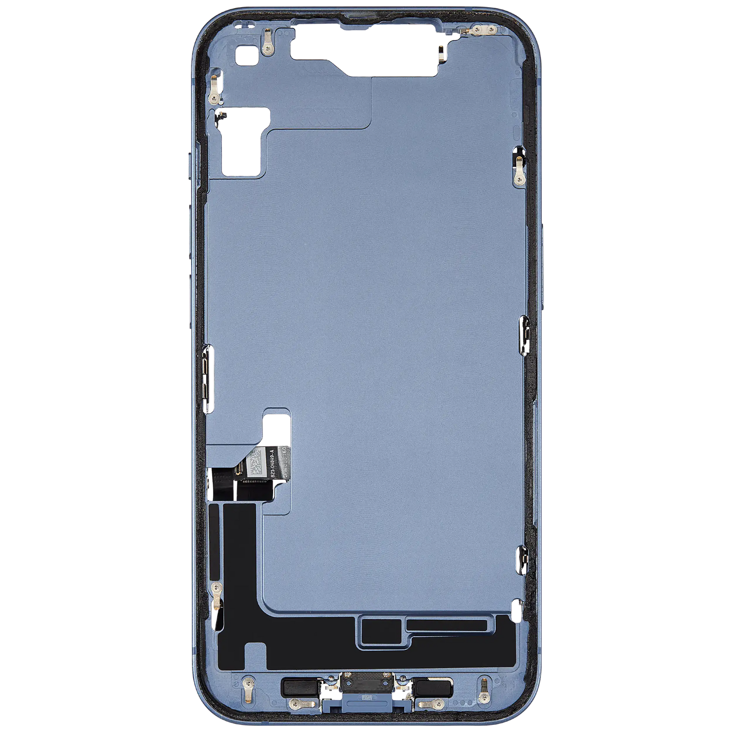 Mid-Frame Housing W/ Charging Port Flex & Small Parts For iPhone 14 (US Version) (Used OEM Pull: Grade B) (Blue)
