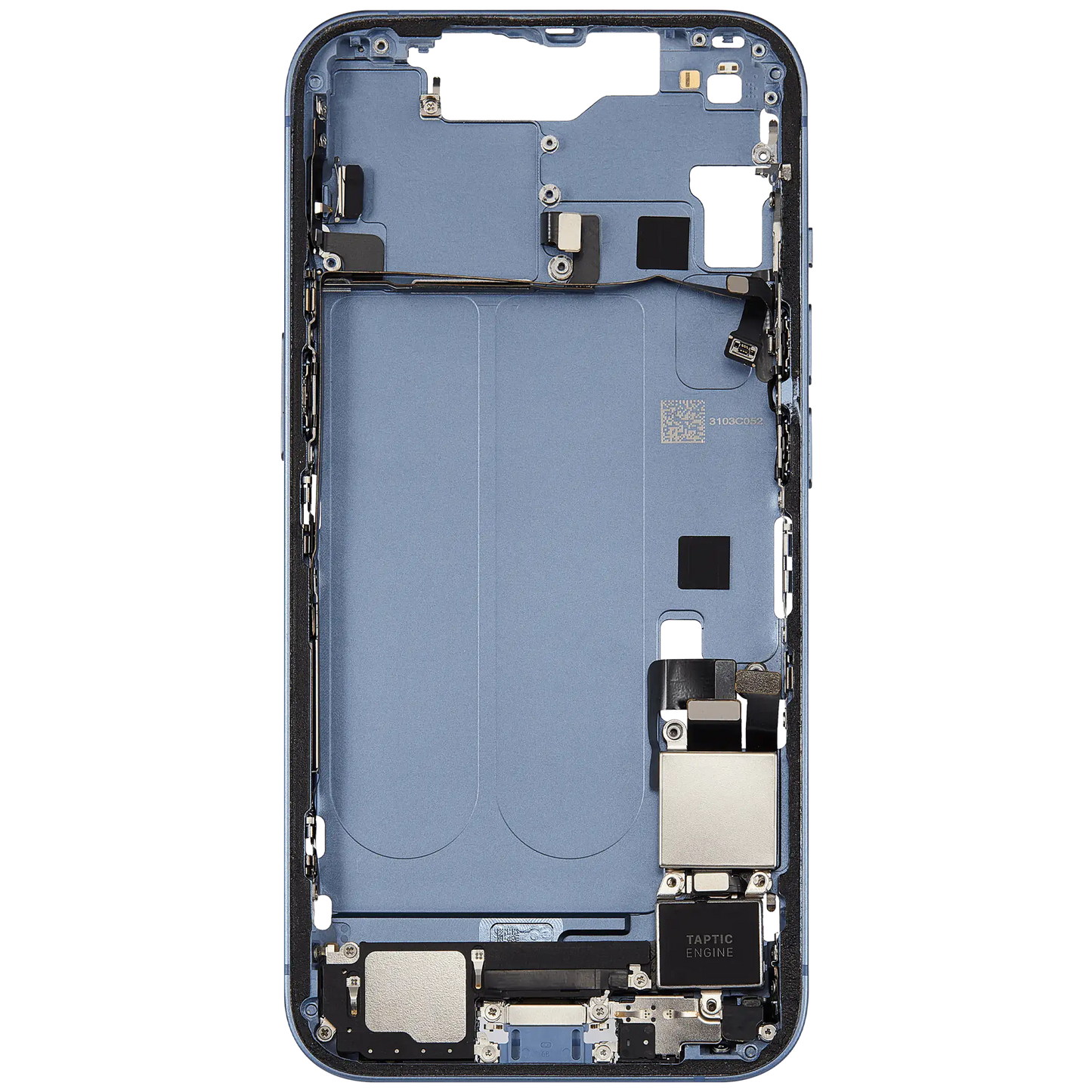 Mid-Frame Housing W/ Charging Port Flex & Small Parts For iPhone 14 (US Version) (Used OEM Pull: Grade B) (Blue)