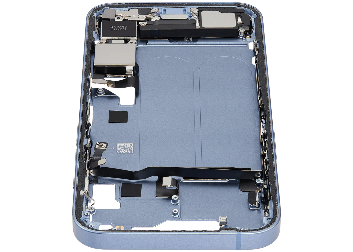 Mid-Frame Housing W/ Charging Port Flex & Small Parts For iPhone 14 (US Version) (Used OEM Pull: Grade B) (Blue)