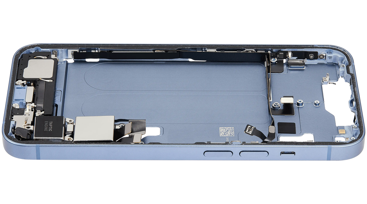 Mid-Frame Housing W/ Charging Port Flex & Small Parts For iPhone 14 (US Version) (Used OEM Pull: Grade B) (Blue)