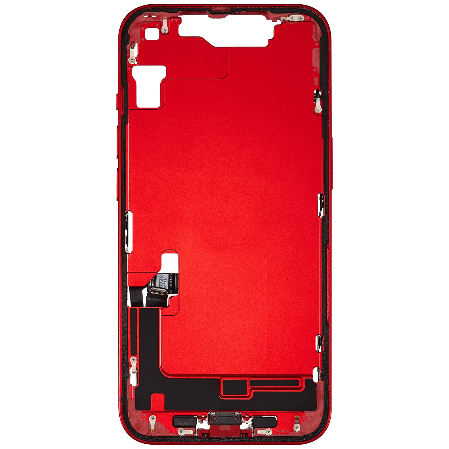 Mid-Frame Housing W/ Charging Port Flex & Small Parts For iPhone 14 (US Version) (Used OEM Pull: Grade B) (Red)