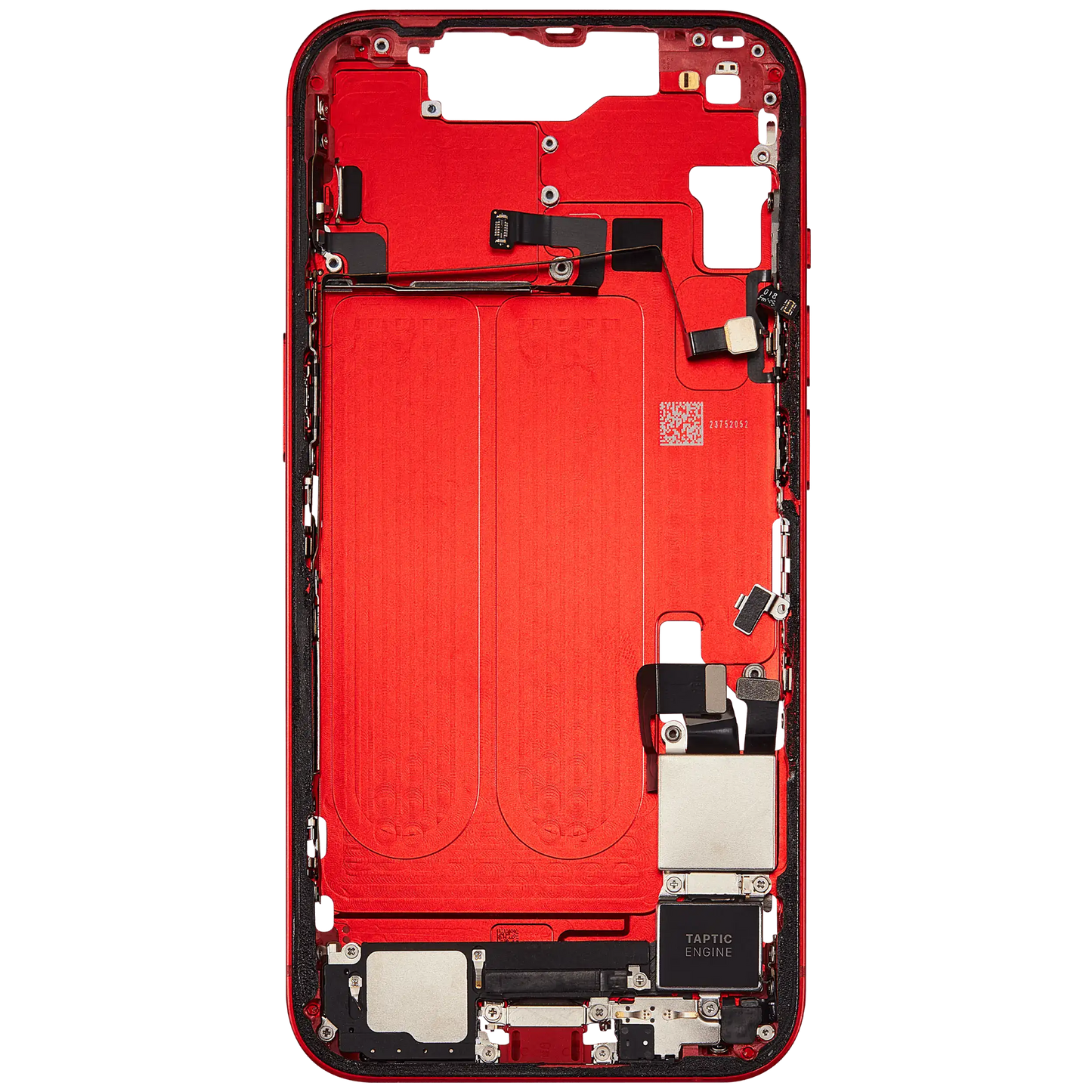 Mid-Frame Housing W/ Charging Port Flex & Small Parts For iPhone 14 (US Version) (Used OEM Pull: Grade B) (Red)