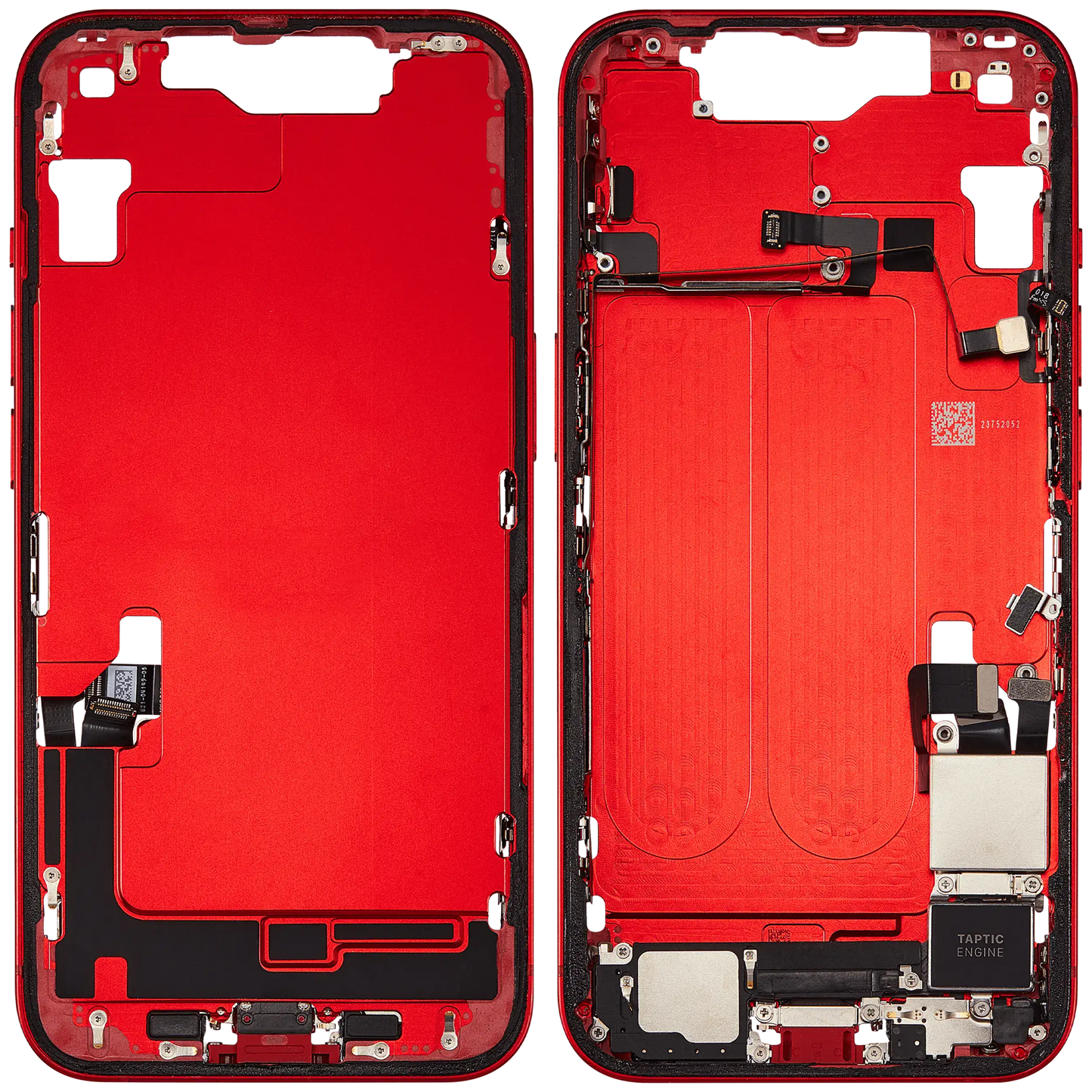 Mid-Frame Housing W/ Charging Port Flex & Small Parts For iPhone 14 (US Version) (Used OEM Pull: Grade B) (Red)