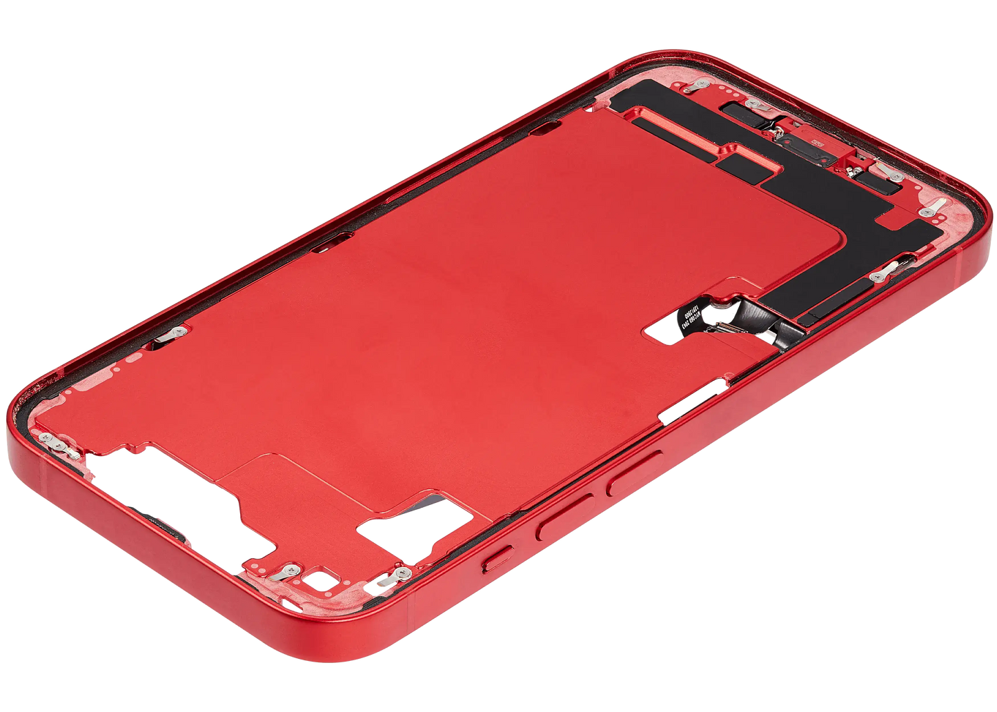 Mid-Frame Housing W/ Charging Port Flex & Small Parts For iPhone 14 (US Version) (Used OEM Pull: Grade B) (Red)