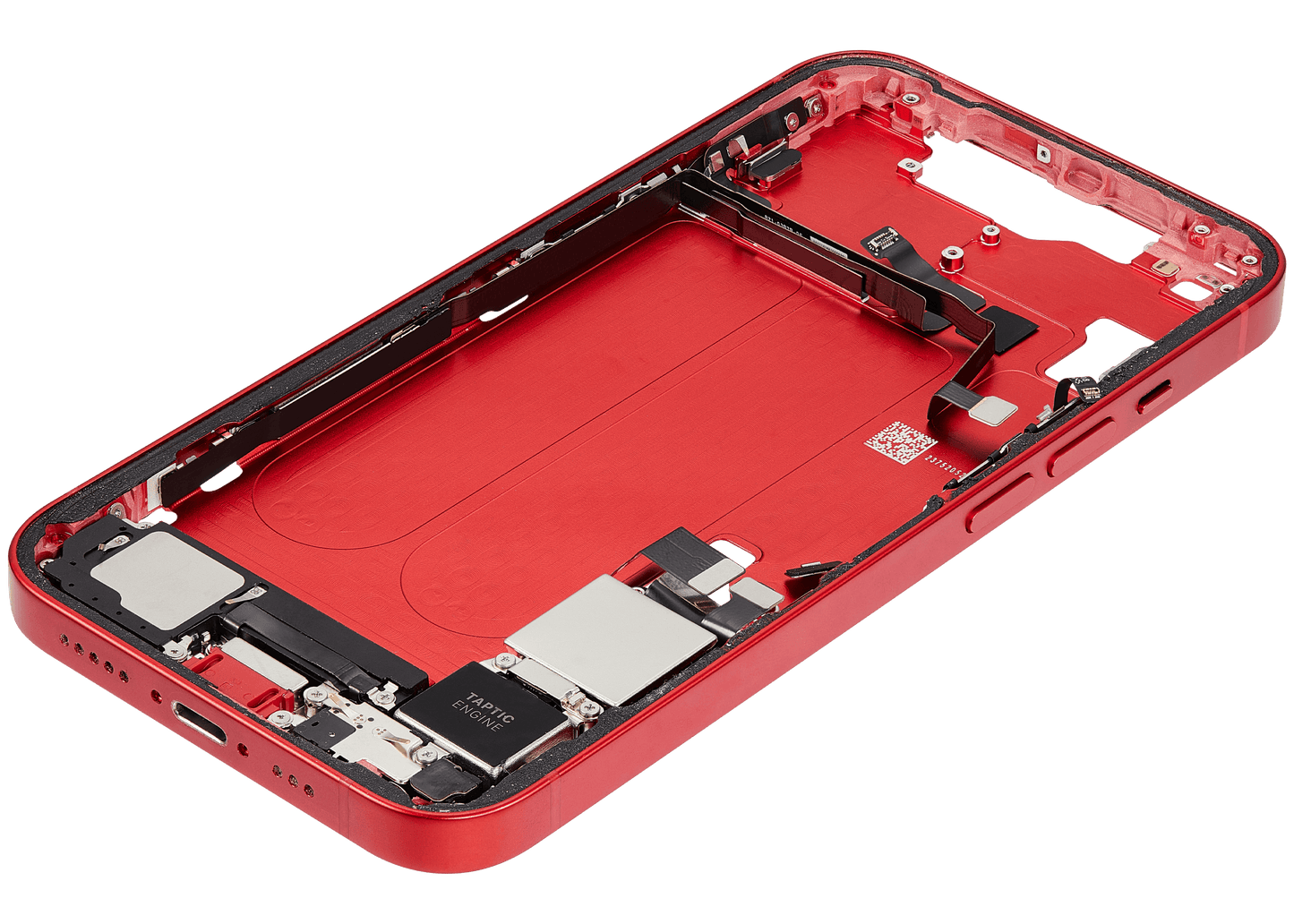 Mid-Frame Housing W/ Charging Port Flex & Small Parts For iPhone 14 (US Version) (Used OEM Pull: Grade B) (Red)