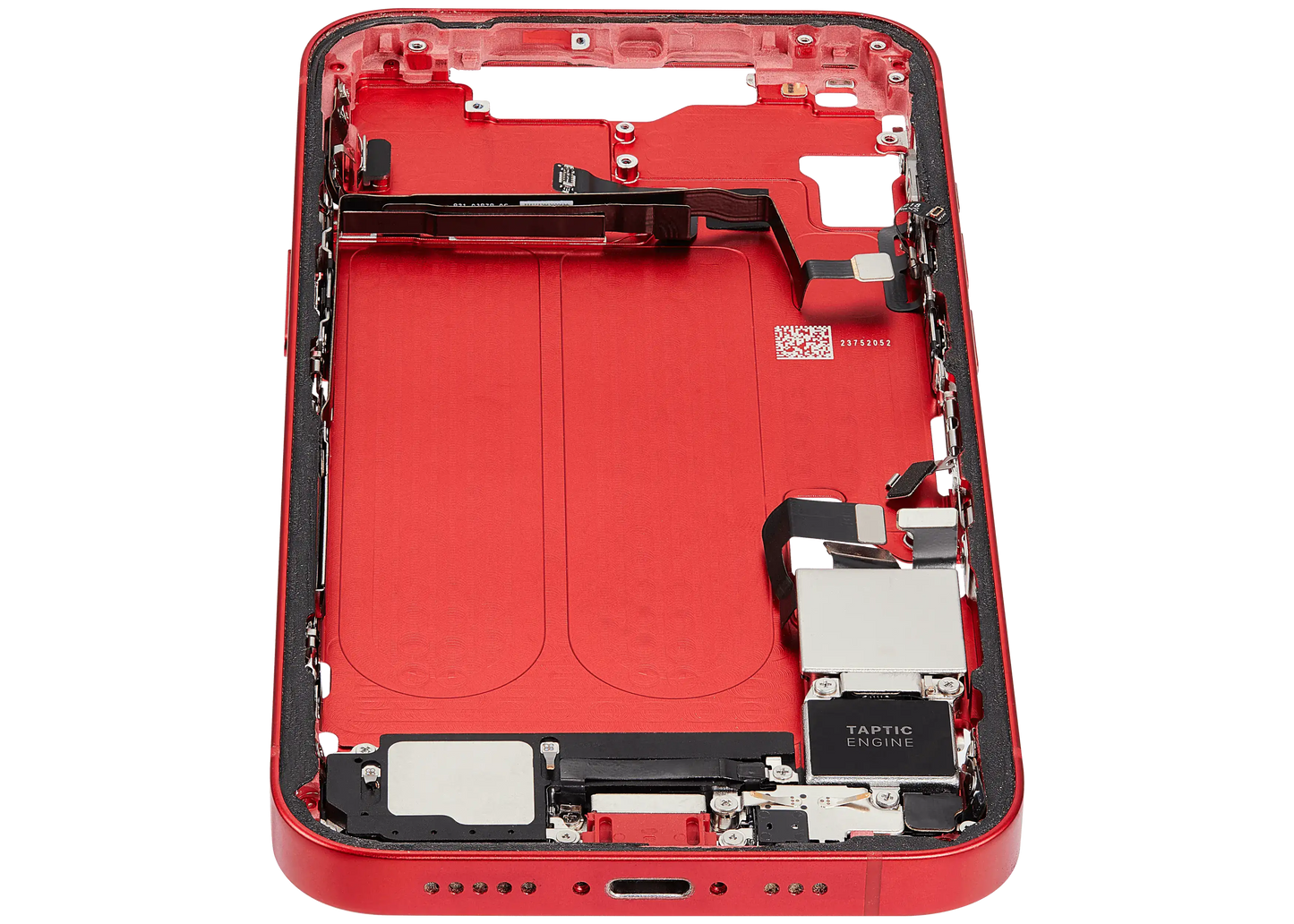 Mid-Frame Housing W/ Charging Port Flex & Small Parts For iPhone 14 (US Version) (Used OEM Pull: Grade B) (Red)