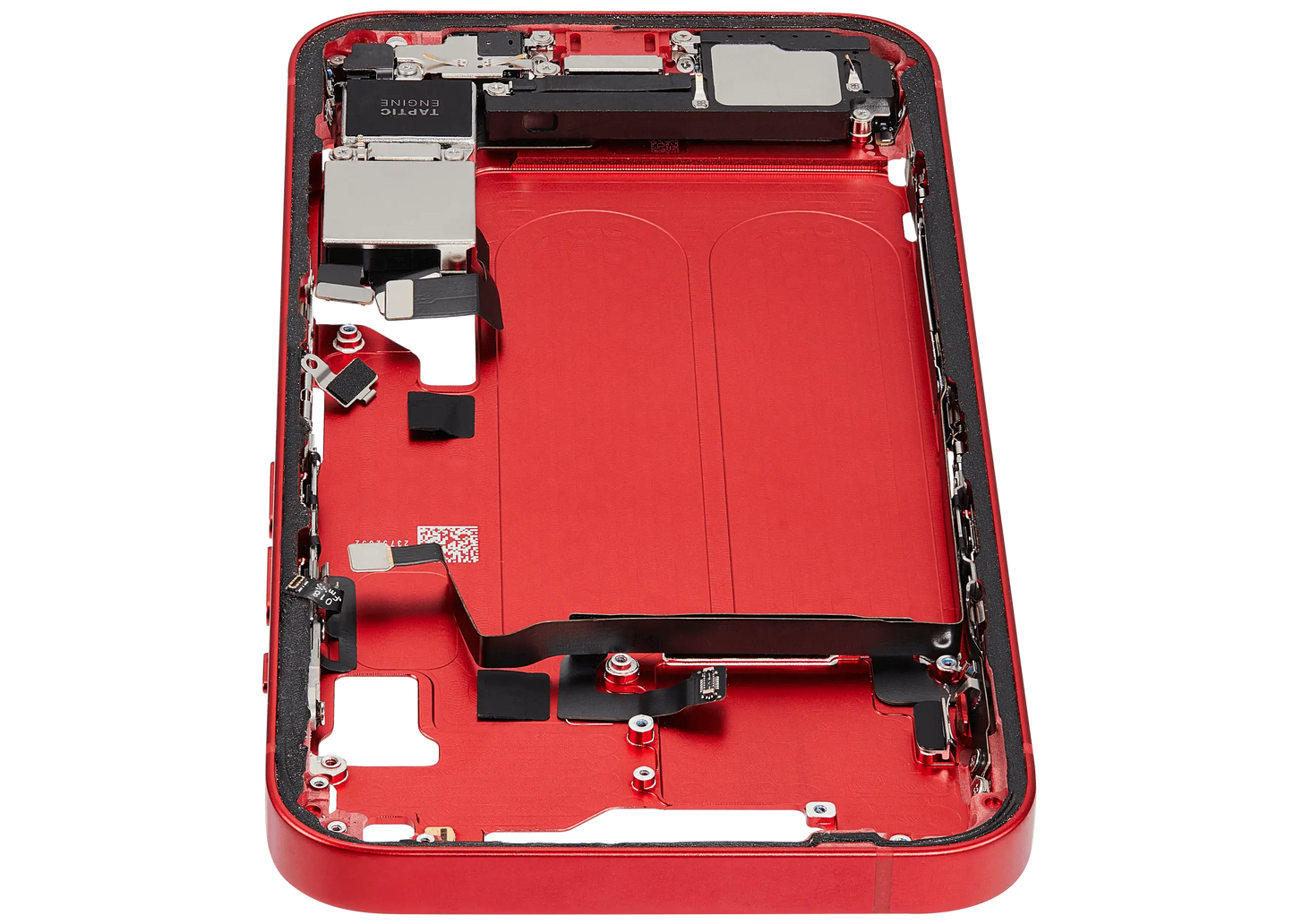 Mid-Frame Housing W/ Charging Port Flex & Small Parts For iPhone 14 (US Version) (Used OEM Pull: Grade B) (Red)