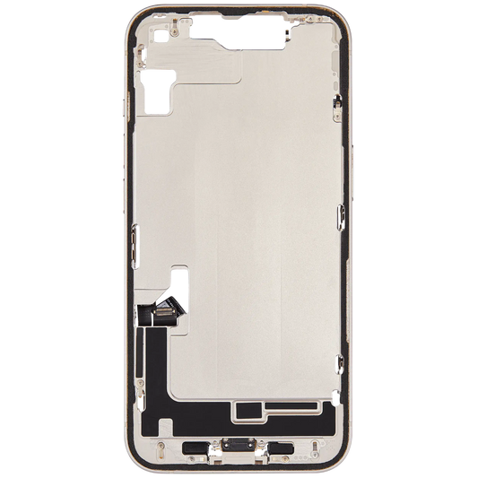 Mid-Frame Housing W/ Charging Port Flex & Small Parts For iPhone 14 (US Version) (Used OEM Pull: Grade B) (Starlight)
