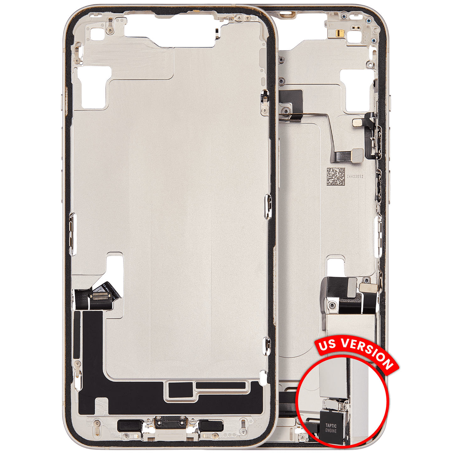 Mid-Frame Housing W/ Charging Port Flex & Small Parts For iPhone 14 (US Version) (Used OEM Pull: Grade C) (Starlight)