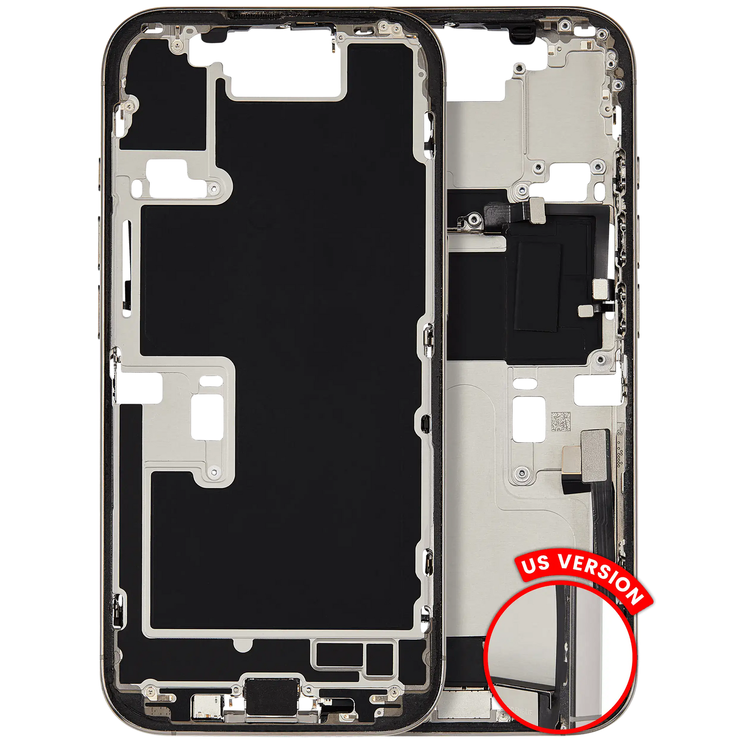 Mid-Frame Housing W/ Charging Port Flex & Small Parts For iPhone 16 Pro (US Version) (Used OEM Pull: Grade B) (Natural Titanium)