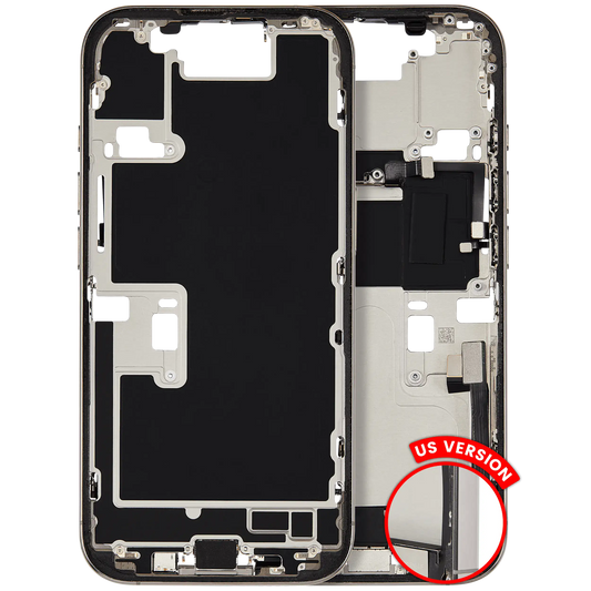 Mid-Frame Housing W/ Charging Port Flex & Small Parts For iPhone 16 Pro (US Version) (Used OEM Pull: Grade B) (Natural Titanium)