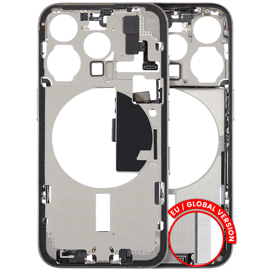 Mid-Frame Housing W/ Charging Port Flex & Small Parts For iPhone 15 Pro (EU / Global Version) (Used OEM Pull: Grade A) (White Titanium)