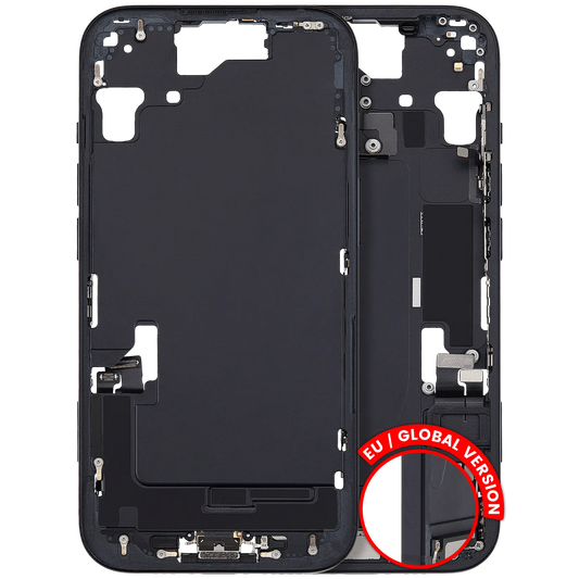 Mid-Frame Housing W/ Charging Port Flex & Small Parts For iPhone 15 (EU / Global Version) (Used OEM Pull: Grade A) (Black)