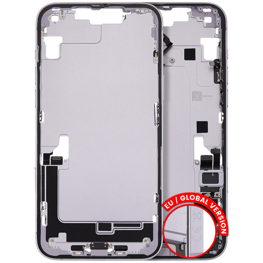 Mid-Frame Housing W/ Charging Port Flex & Small Parts For iPhone 14 Plus (EU / Global Version) (Used OEM Pull: Grade B) (Purple)