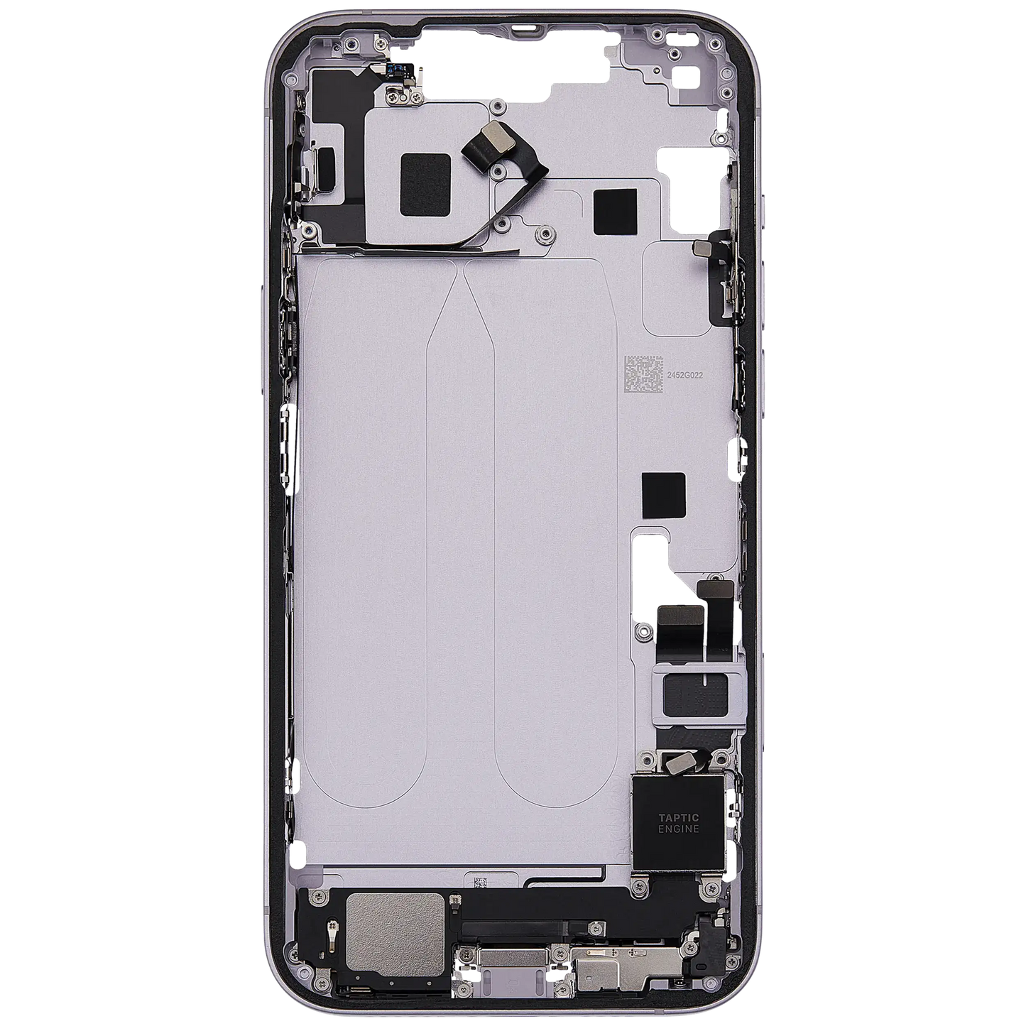Mid-Frame Housing W/ Charging Port Flex & Small Parts For iPhone 14 Plus (EU / Global Version) (Used OEM Pull: Grade B) (Purple)