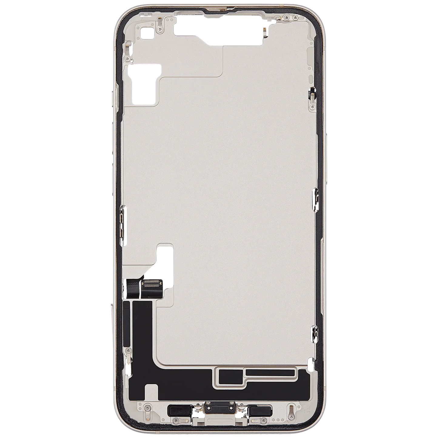 Mid-Frame Housing W/ Charging Port Flex & Small Parts For iPhone 14 (EU / Global Version) (Used OEM Pull: Grade C) (Starlight)