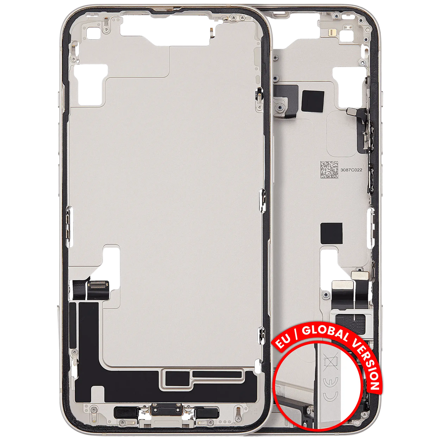 Mid-Frame Housing W/ Charging Port Flex & Small Parts For iPhone 14 (EU / Global Version) (Used OEM Pull: Grade C) (Starlight)