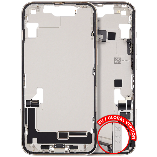 Mid-Frame Housing W/ Charging Port Flex & Small Parts For iPhone 14 (EU / Global Version) (Used OEM Pull: Grade C) (Starlight)