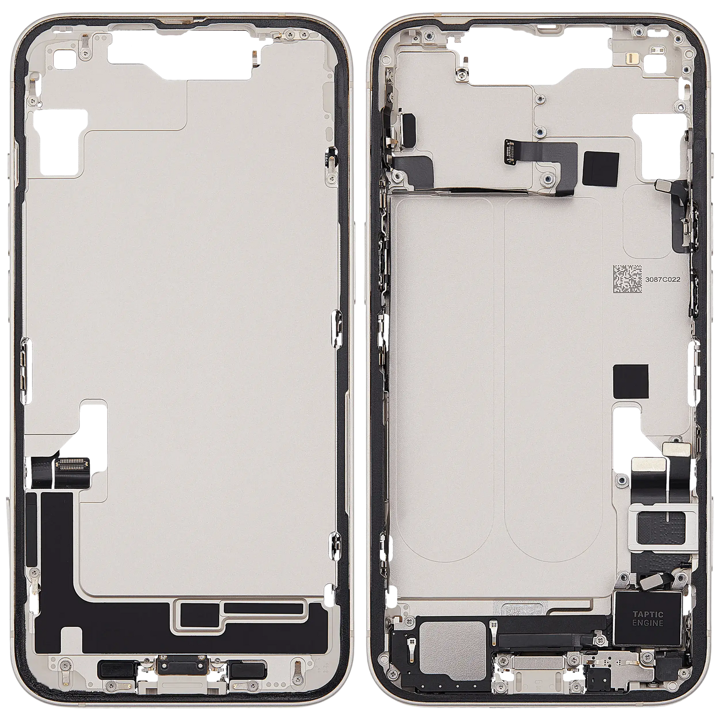 Mid-Frame Housing W/ Charging Port Flex & Small Parts For iPhone 14 (EU / Global Version) (Used OEM Pull: Grade C) (Starlight)