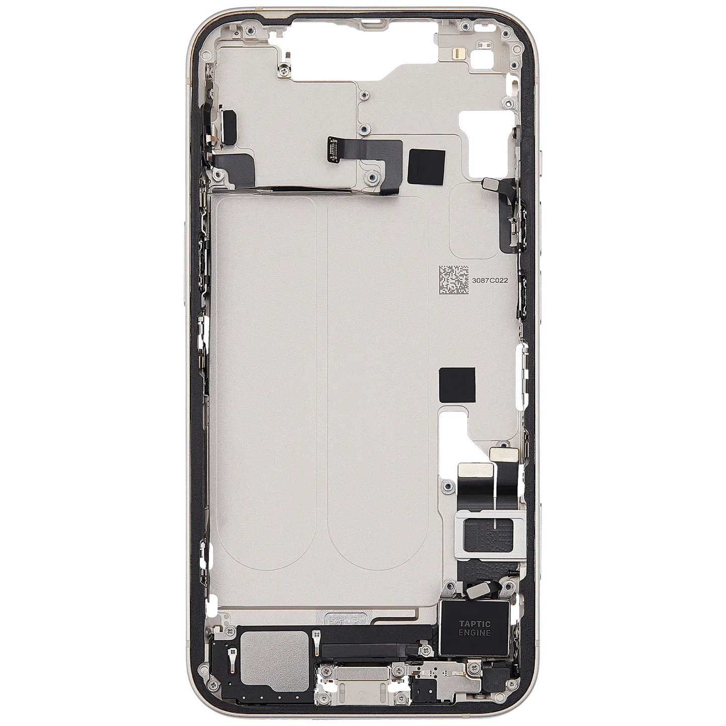 Mid-Frame Housing W/ Charging Port Flex & Small Parts For iPhone 14 (EU / Global Version) (Used OEM Pull: Grade C) (Starlight)