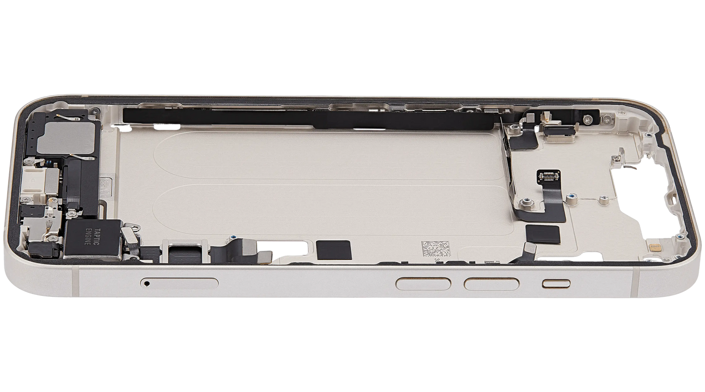 Mid-Frame Housing W/ Charging Port Flex & Small Parts For iPhone 14 (EU / Global Version) (Used OEM Pull: Grade C) (Starlight)