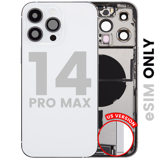 Back Housing W/ Charging Port Flex & Small Parts For iPhone 14 Pro Max (US Version) (Used OEM Pull: Grade C) (Silver)
