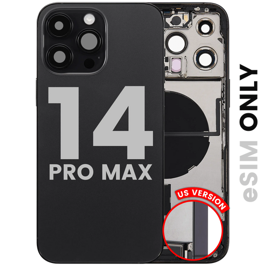 Back Housing W/ Charging Port Flex & Small Parts For iPhone 14 Pro Max (US Version) (Used OEM Pull: Grade C) (Space Black)
