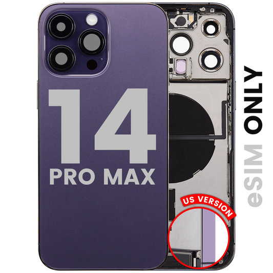 Back Housing W/ Charging Port Flex & Small Parts For iPhone 14 Pro Max (US Version) (Used OEM Pull: Grade B) (Deep Purple)