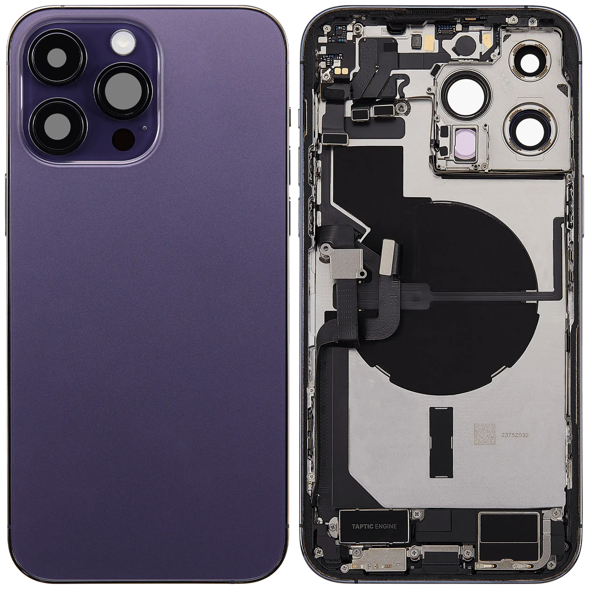 Back Housing W/ Charging Port Flex & Small Parts For iPhone 14 Pro Max (US Version) (Used OEM Pull: Grade B) (Deep Purple)