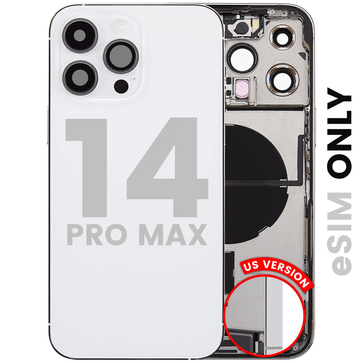 Back Housing W/ Charging Port Flex & Small Parts For iPhone 14 Pro Max (US Version) (Used OEM Pull: Grade A) (Silver)