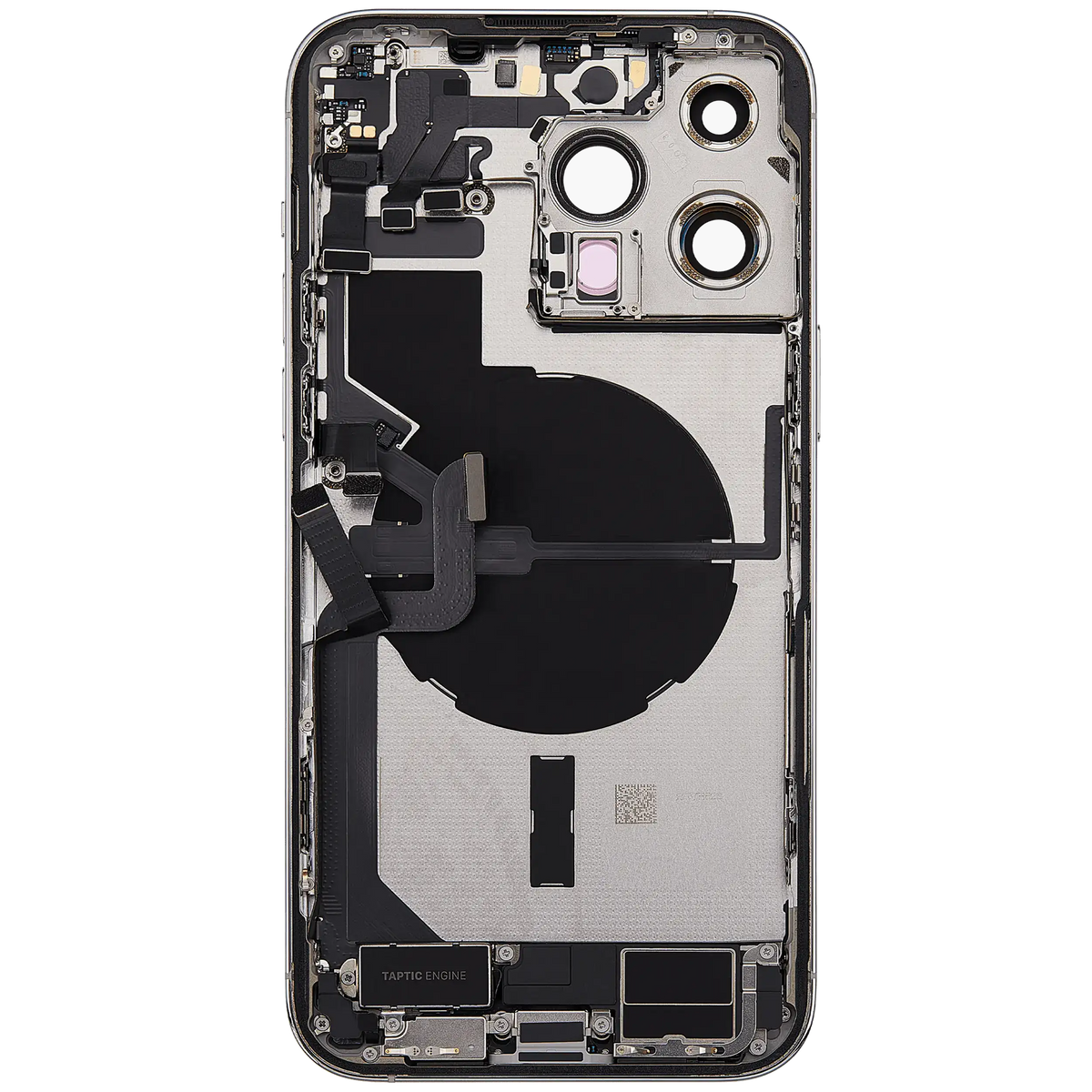 Back Housing W/ Charging Port Flex & Small Parts For iPhone 14 Pro Max (US Version) (Used OEM Pull: Grade A) (Silver)