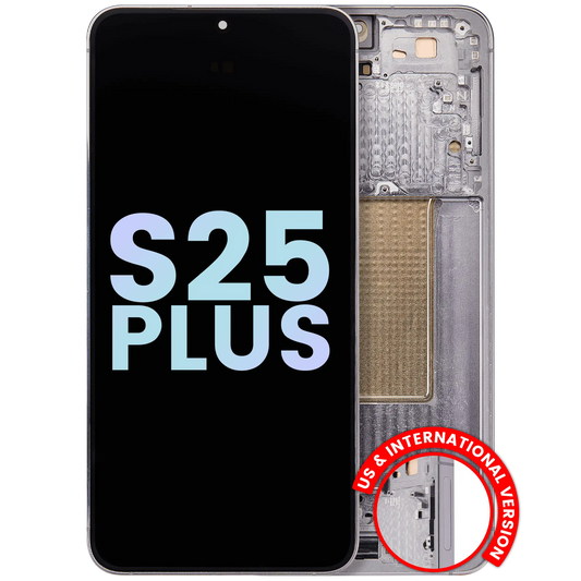 OLED Assembly With Frame For Samsung Galaxy S25 Plus 5G (US & International Version) (Service Pack) (Silver Shadow)