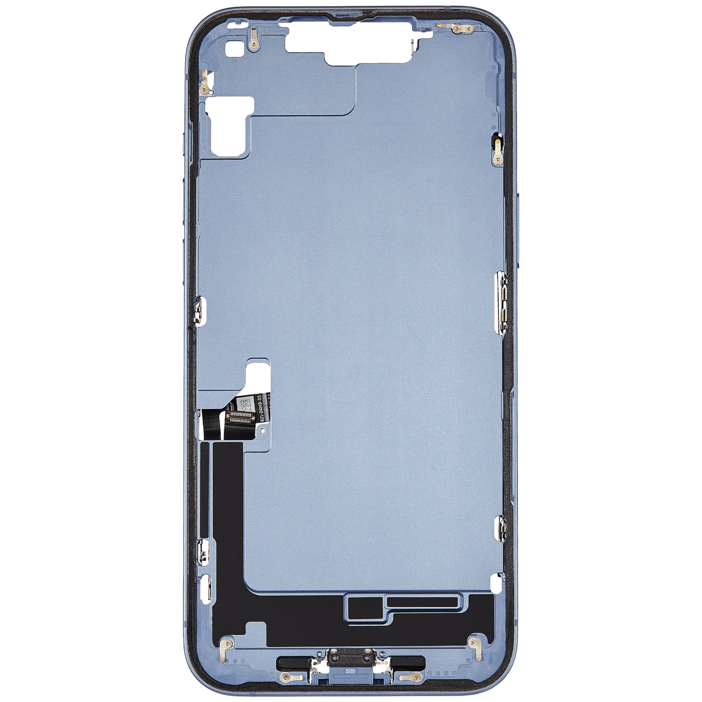 Mid-Frame Housing W/ Charging Port Flex & Small Parts For iPhone 14 Plus (US Version) (Used OEM Pull: Grade A) (Blue)