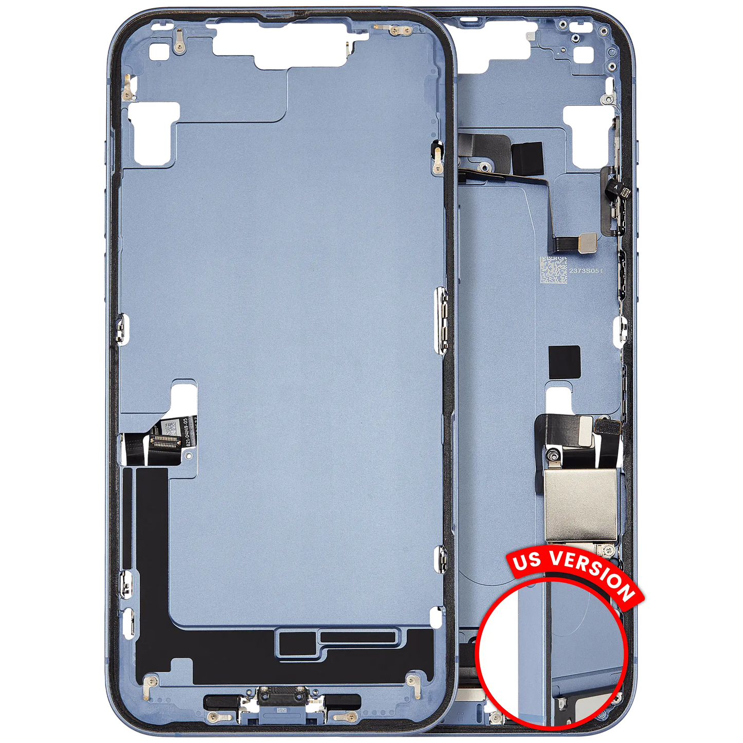 Mid-Frame Housing W/ Charging Port Flex & Small Parts For iPhone 14 Plus (US Version) (Used OEM Pull: Grade A) (Blue)